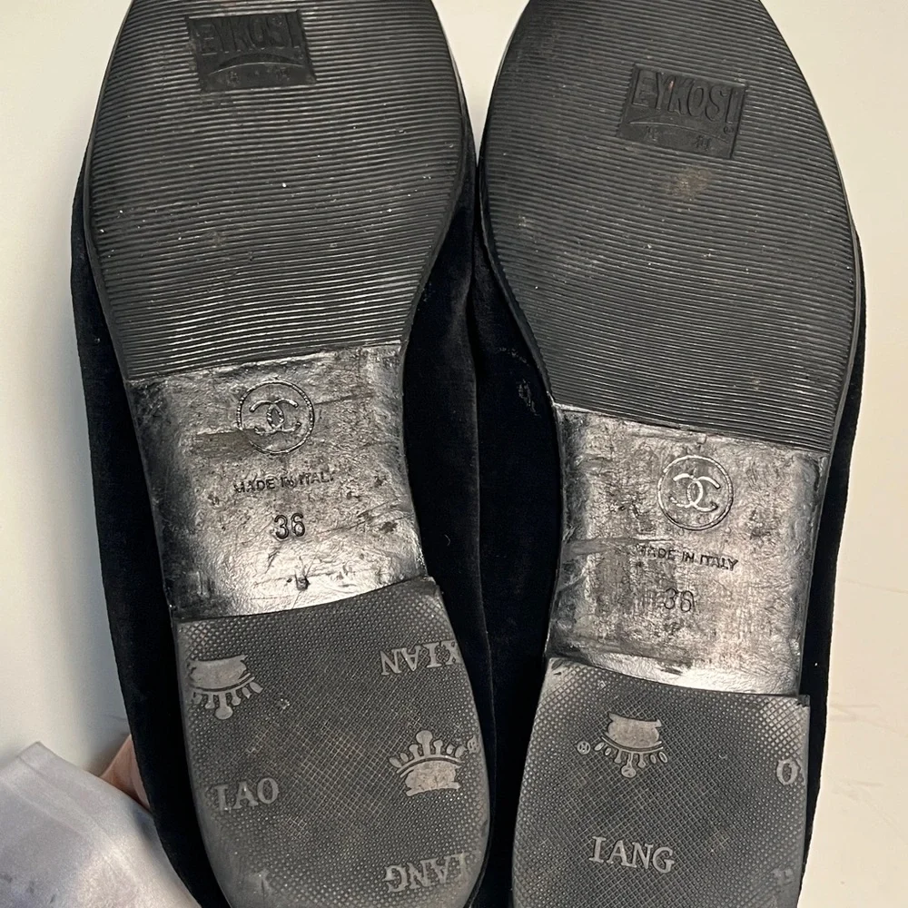 Sold CHANEL Black Leather Loafers with Bow